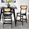 Baxton Studio Hesper Mid-Century Modern Dark Brown Finished Wood and Rattan 2-Piece Counter Stool Set, PR 239-2PC-13416-ZORO - alternate 4